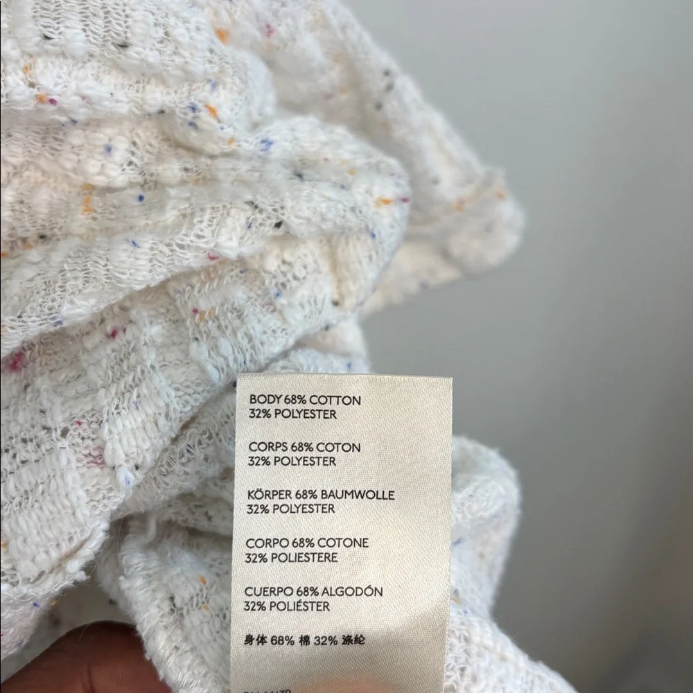 Free People Baja Babe Hacci Hooded Pullover White Multicolor Speckles Top M - Picture 10 of 13